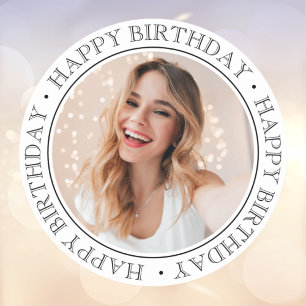 Moderne Boho Alles Gute zum Geburtstag Schwarz-Wei Runder Aufkleber