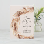 Moderne boho aquamarine Pampas Hochzeit speichern  Einladung (Stehend Vorderseite)