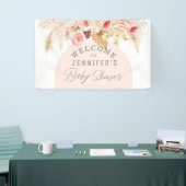 Moderne boho Aquarell Blumen Babydusche Empfang Banner (Messeveranstaltung)