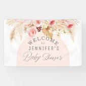 Moderne boho Aquarell Blumen Babydusche Empfang Banner (Horizontal)