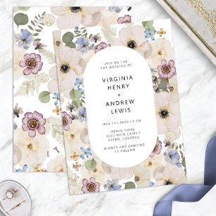 Moderne Boho-Aquarell-Blumen-Hochzeitseinladung Einladung