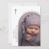 Moderne Boho Arch Cross Baby Foto Taufe Einladung (Vorderseite)