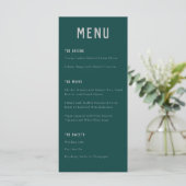Moderne Boho Arch Green Gray Typografy Wedding Menükarte (Stehend Vorderseite)