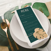 Moderne Boho Arch Green Gray Typografy Wedding Menükarte