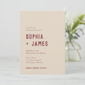 Moderne Boho Arch Red Cream Typografy Wedding Einladung (Stehend Vorderseite)