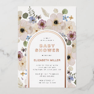 Moderne Boho-Baby-Party Folieneinladung