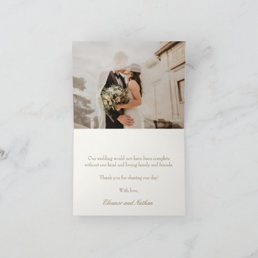 Moderne Boho Beige Frühjahrssommer Hochzeit Dankeskarte (Innenseite)