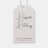 Moderne Boho Beige glückliche Ferien Familie Geschenkanhänger (Vorderseite)