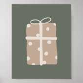 Moderne Boho Beige & Green Weihnachten Gegenwart P Poster (Vorne)