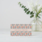 Moderne Boho Beige Teale Floral Visitenkarte (Stehend Vorderseite)