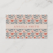 Moderne Boho Beige Teale Floral Visitenkarte (Vorderseite)