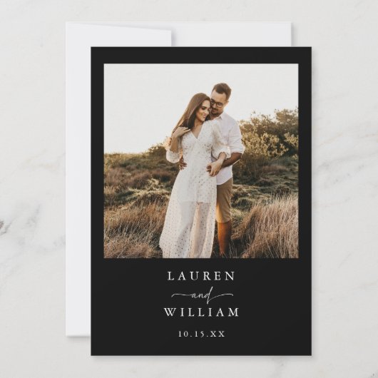 Moderne Boho Black & White Wedding Einladung (Rückseite)