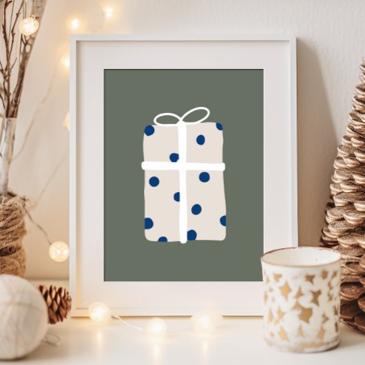 Moderne Boho Blau und Beige Weihnachten Gegenwart Poster