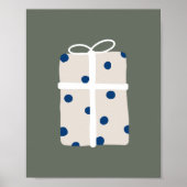 Moderne Boho Blau und Beige Weihnachten Gegenwart Poster (Vorne)