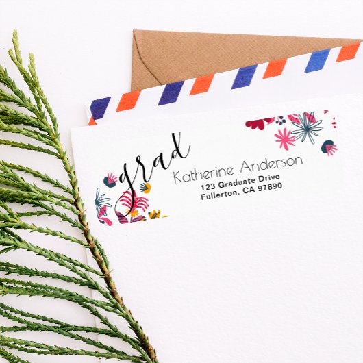 Moderne Boho Bloral Graduate White Rücksendeadress