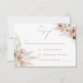 Moderne Boho Blue Script Wedding RSVP Karte (Vorderseite)