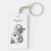 Moderne Boho Blume Fineliner - Schlüsselanhänger (Rückseite)