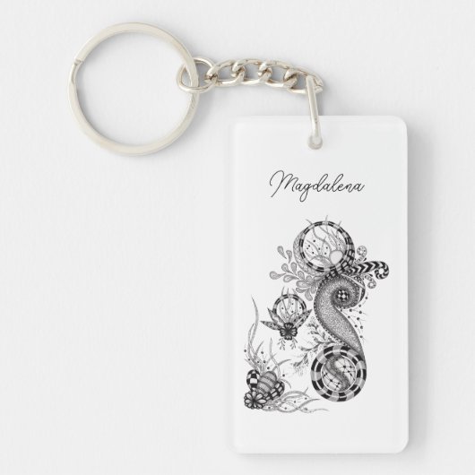 Moderne Boho Blume Fineliner - Schlüsselanhänger (Vorderseite)