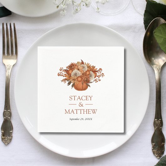 Moderne Boho Blume mit Pot Terracotta Wedding Serviette