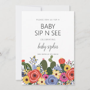 Moderne Boho-Blumen-Baby-Sip-und-See-Einladung Einladung