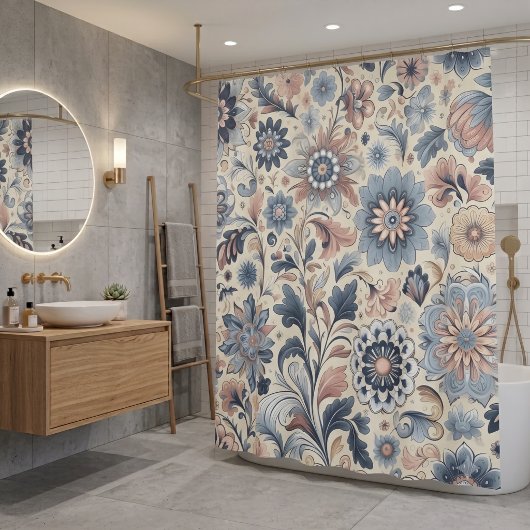 Moderne Boho-Blumen Duschvorhang