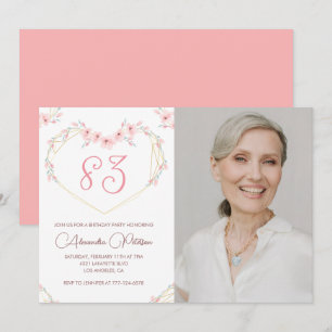 Moderne Boho-Blumen-Foto-Einladung zum 83. Geburts Einladung