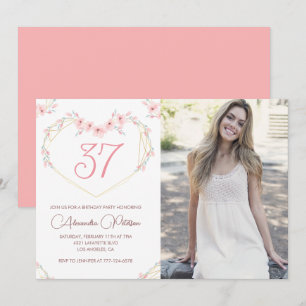 Moderne Boho-Blumen-Foto-Geburtstagseinladung zum Einladung