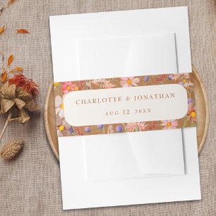 Moderne Boho-Blumen-Herbst-Hochzeit Einladungsbanderole