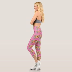 Moderne Boho-Blumen-Hoimdeko Capri Leggings