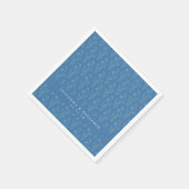 Moderne Boho Blumen Linie Art Blue Custom Wedding Serviette (Ecke)