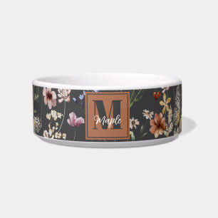 Moderne Boho Blumen Monogramm Haustier Napf