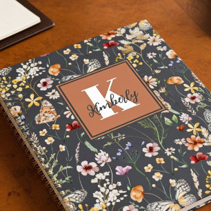 Moderne Boho-Blumen-Monogramm-Name Planer