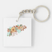 Moderne Boho-Blumen Schlüsselanhänger (Rückseite)