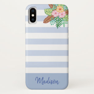 Moderne Boho Blumen und Streifen Case-Mate iPhone Hülle