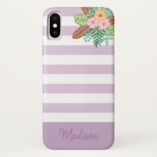 Moderne Boho Blumen und Streifen Case-Mate iPhone Hülle (Rückseite)