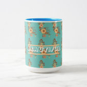 Moderne Boho Blumen Zweifarbige Tasse (Mittel)