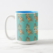 Moderne Boho Blumen Zweifarbige Tasse (Links)