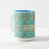 Moderne Boho Blumen Zweifarbige Tasse (Vorderseite Links)