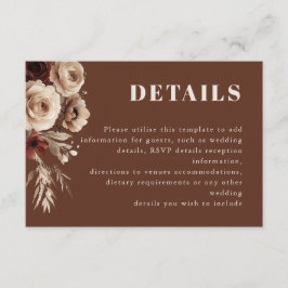 Moderne Boho Blumendetails Hochzeit Begleitkarte