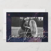 Moderne Boho Blumenfantasie Dunkler Fall Lila Save The Date (Vorderseite)