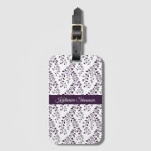 Moderne Boho-Blumenmuster-Pflaume-Skript-Name Gepäckanhänger (Vorderseite Vertikal)