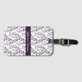 Moderne Boho-Blumenmuster-Pflaume-Skript-Name Gepäckanhänger (Vorderseite (Horizontal))
