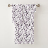 Moderne Boho-Blumenmuster Pflaume Weiß Badhandtuch Set (Insitu)