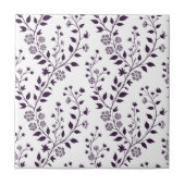 Moderne Boho-Blumenmuster Pflaume Weiß Fliese (Vorderseite)