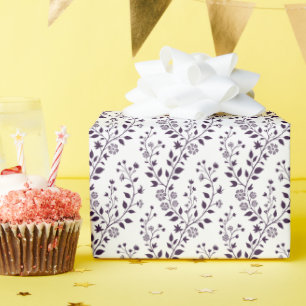 Moderne Boho-Blumenmuster Pflaume Weiß Geschenkpapier