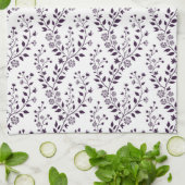 Moderne Boho-Blumenmuster Pflaume Weiß Geschirrtuch (Gefaltet)