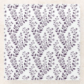 Moderne Boho-Blumenmuster Pflaume Weiß Glasuntersetzer (Vorderseite)