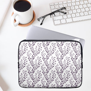 Moderne Boho-Blumenmuster Pflaume Weiß Laptopschutzhülle