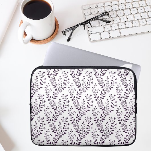 Moderne Boho-Blumenmuster Pflaume Weiß Laptopschutzhülle