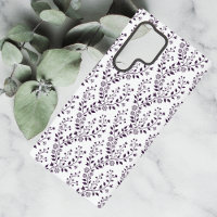 Moderne Boho-Blumenmuster Pflaume Weiß